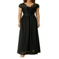 thumbnail image 2 of Robe Maxi de Bal pour Femmes Dentelle Patchwork Dos Nu Col en V Élégante Soirée Cocktail, 2 of 6