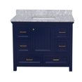 thumbnail image 5 of Paige 42" Bathroom Vanity with Royal Blue Cabinet and Carrara Marble Top, 5 of 6