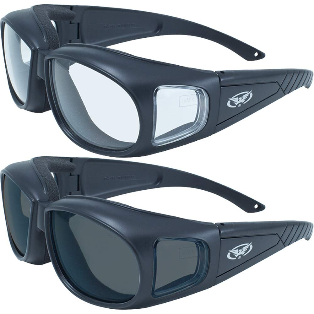 2 Motorcycle Safety Sunglasses Fits Over Most Rx Glasses