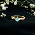 thumbnail image 3 of Rosec Jewels Aquamarine Engagement Ring with Diamond - 6 mm Round March Birthstone Ring - AAA Grade - with Jewelry Box, 10K Yellow Gold, US 5.00, 3 of 8