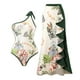 thumbnail image 1 of Gibobby Trajes de Baño Mujer Completos Traje de baño de 1 pieza para mujer + 1 pieza para cubrirse Traje de baño de dos piezas con estampado vintage Mono(Verde,M), 1 of 2