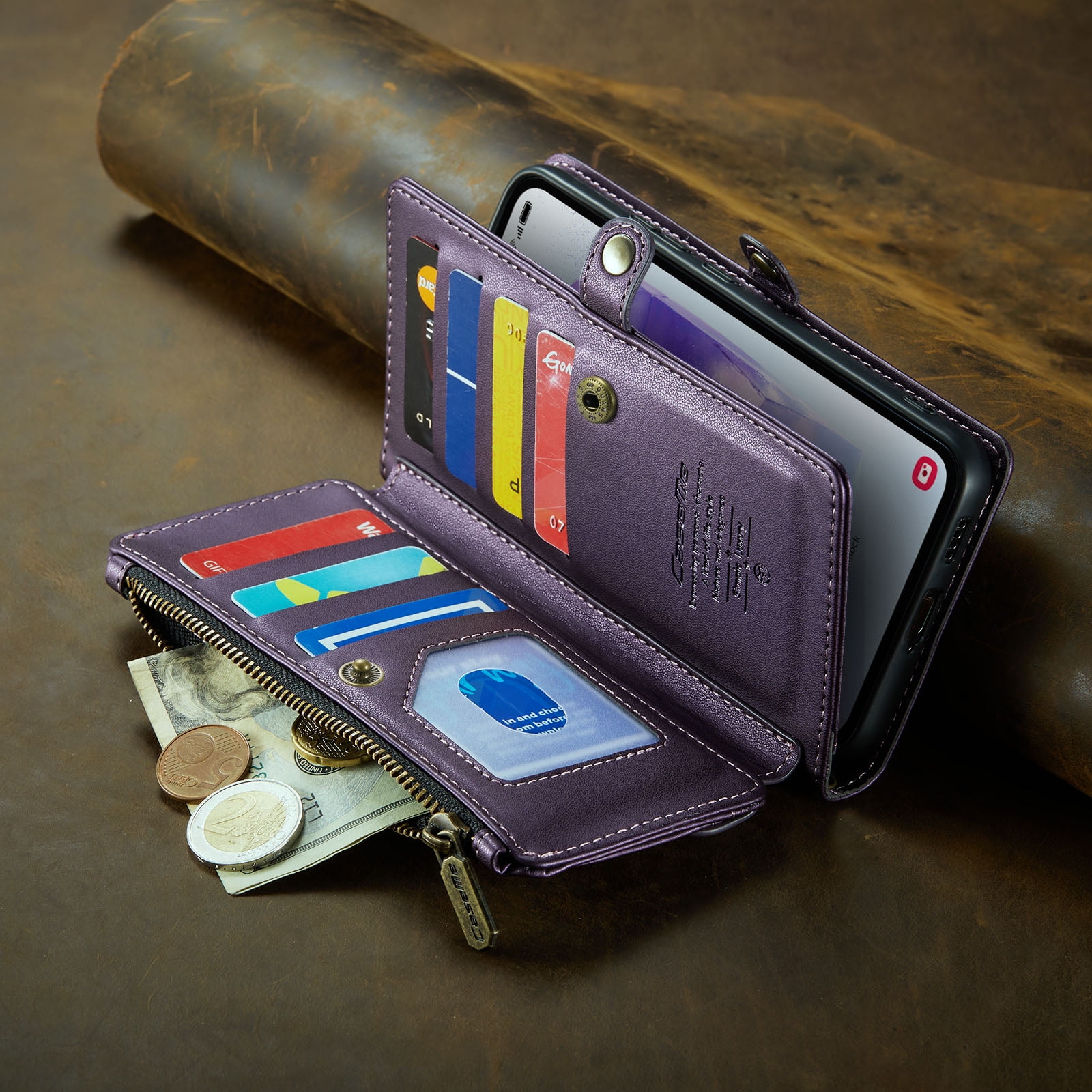 TECH CIRCLE Wallet Phone Case for Samsung Galaxy S24 (6.2") 2024 - Stylish Crossbody Phone Case with Shoulder/Wrist Straps, Lightweight PU Leather Cover with Card Slots & Pocket, Purple