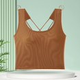 thumbnail image 2 of Camiseta sin mangas con relleno en el pecho para mujer: top corto, capa interior de cintura alta para verano, 2 of 8