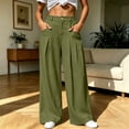 thumbnail image 2 of ZHYou No Boundarie Womens Baggy Fit Pant Low Rise Pleated Cargo Oversized Wide Leg Business Dress Casual Trousers with Pockets,Army Green,Size S, 2 of 7