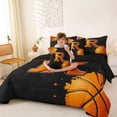 thumbnail image 3 of Castle Fairy Abstract Basketball Print Queen Bedding 7pcs, Sport Theme Letter R Bedding Comforter Set Queen, Black Orange,Black Reversible, 3 of 7