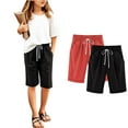 thumbnail image 4 of Gufahion Sizes 110-160 Count 2pcs Shorts Pants 2PC Children's Summer Solid Elastic Waistband Pocket Casual Sports Five Quarter for Kids, Home Gifts, Black, 4 of 4