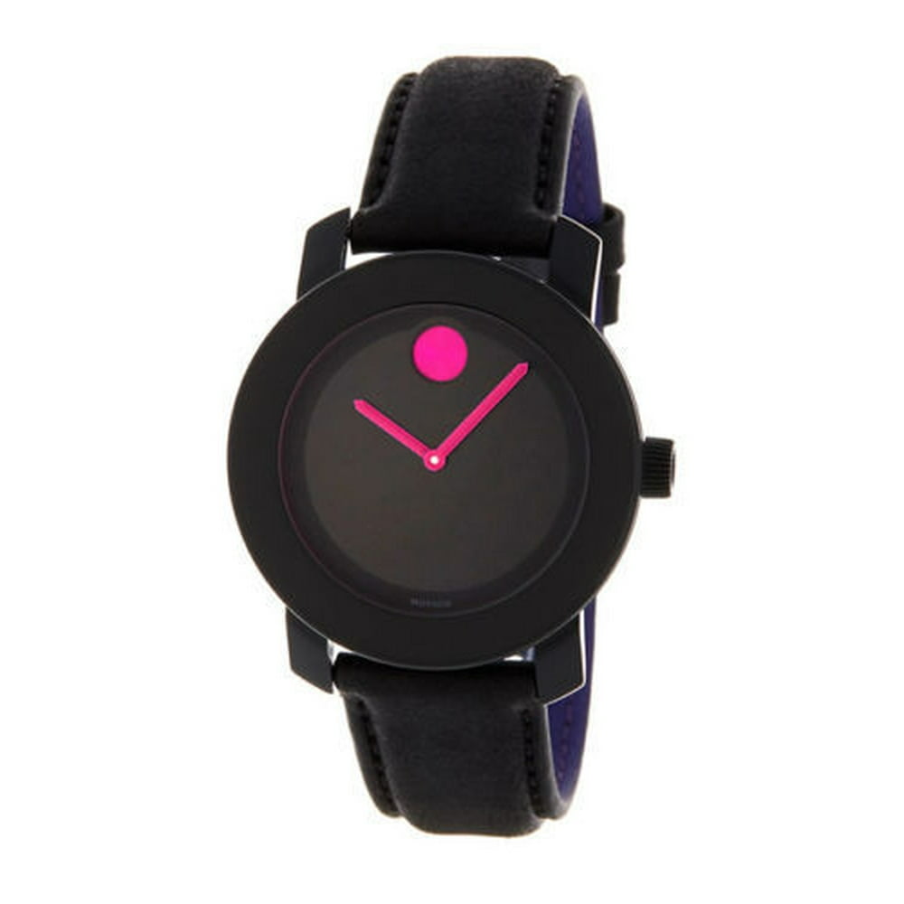 Movado Movado NEW WOMEN'S (3600482) BOLD BLACK LEATHER STRAP PINK