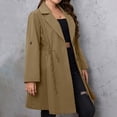 thumbnail image 6 of Feancey Womens Plus Size Trench Coat Mid Length Casual Adjustable Drawstring Waist Fall Jackets Roll Up Long Sleeve Single Breasted Lightweight Outerwear Khaki XXL, 6 of 8
