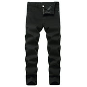 DDAPJ pyju Mens Jeans Fashion Straight Leg Jeans Solid Color Distressed Denim Pants Fashion Slim Fit Zipper Jeans for Men
