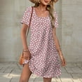 thumbnail image 2 of Tnhcen Women's Plus Size Short Sleeve Print Dress Pocket Design Casual Summer Dress 2XL S - 2XL Round Neck Loose Fit Floral Butterfly Printed Casual Dress for Women, 2 of 7