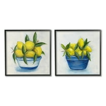 Stupell Industries Traditional Lemon Bowls Food & Beverage Painting Black Framed Art Print Wall Art, 17 x 17, Set of 2