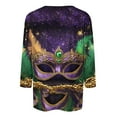 thumbnail image 4 of successthop Women Mardi Gras Blouse Mask Print Casual Oversized Plus Size Crewneck Shirts 3/4 Sleeve Lightweight Outfits, 4 of 5