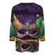 thumbnail image 4 of RKSTN Mardi Gras 3/4 Sleeve T Shirts for Women Top Oversized Crewneck Carnival Mask Print 3/4 Length Sleeve Shirt Womens Casual Round Neck Mask Tuesday Carnival Party Three Quarter Sleeve Tee Shirt, 4 of 5