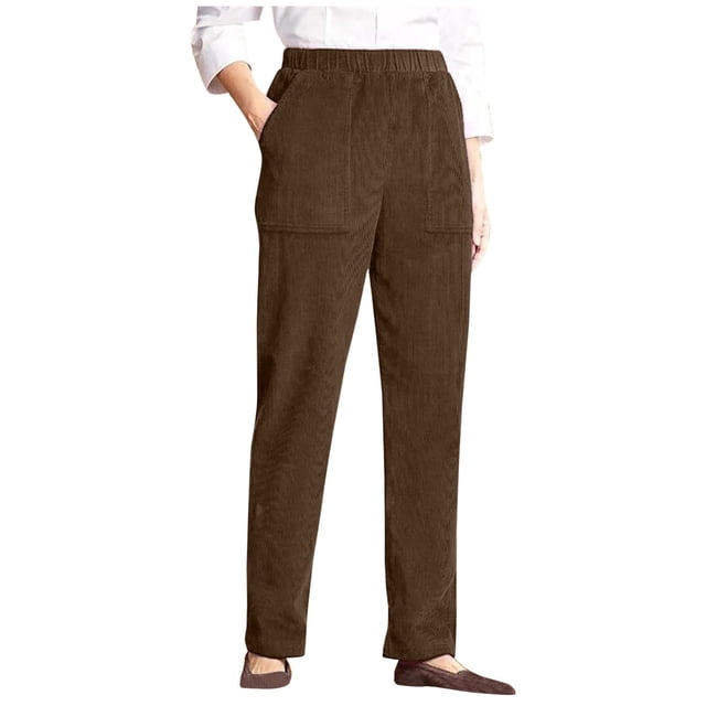 Pantalones de pana con bolsillos lisos para mujer KIHOUT en liquidación en tallas grandes