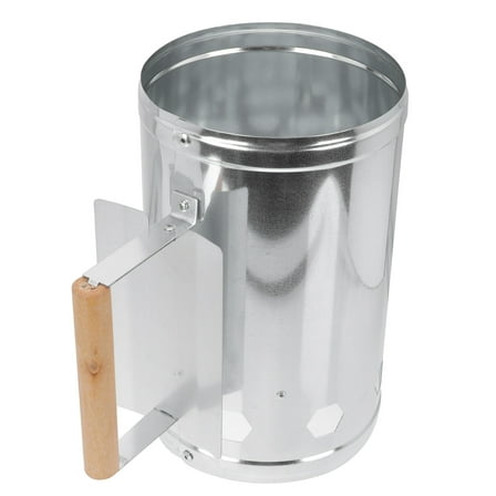 Homoyoyo Chimney Starter Silver Bbq Fire Starter Wooden Handle for Grilling