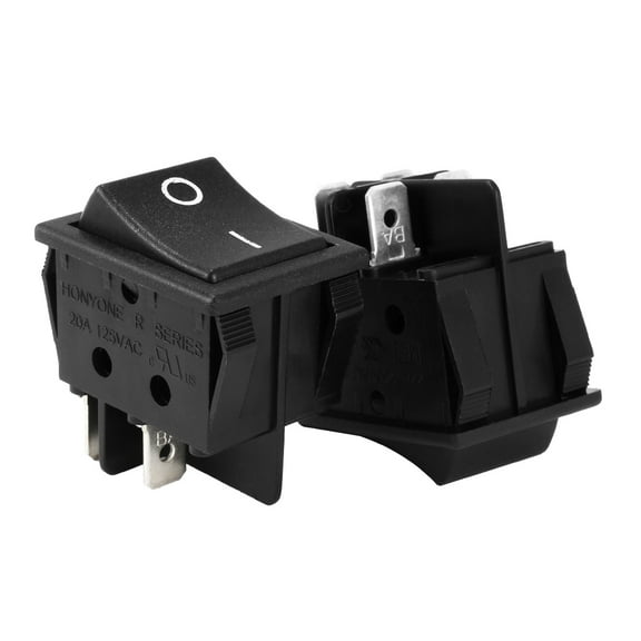 Uxcell AC 20A/125V 22A/250V DPST 4P 2 Position I/O Boat Rocker Switch Black UL Listed