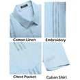 thumbnail image 5 of Mens Linen Guayabera Shirts Short Sleeve Casual Button Down Shirts Summer Beach Wear, 5 of 6