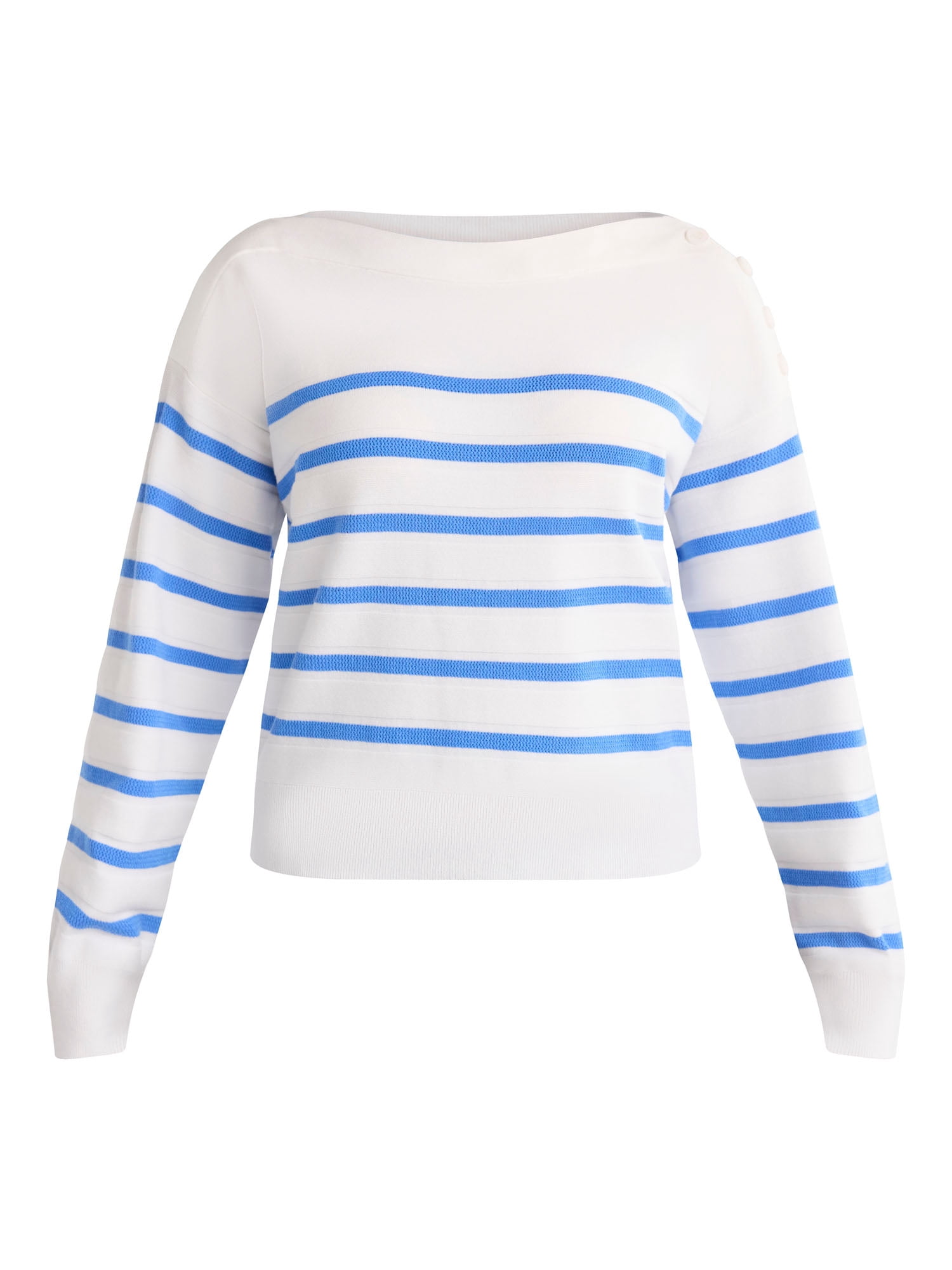Free Assembly Women’s and Women's Plus Cropped Button Shoulder Sweater with Long Sleeves, Lightweight, Sizes XS-3X