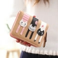 thumbnail image 4 of Minnieouse Diseñador de marca de lujo para mujer, pequeña cartera corta funcional rosa para niñas, monedero encantador de gato de dibujos animados, Carteras Caqui Minnieouse  BB2704-03, 4 of 6