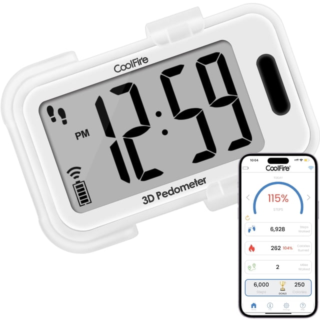 Podómetro CoolFire 2025 para interiores y exteriores, 3D, con clip, tapete blanco