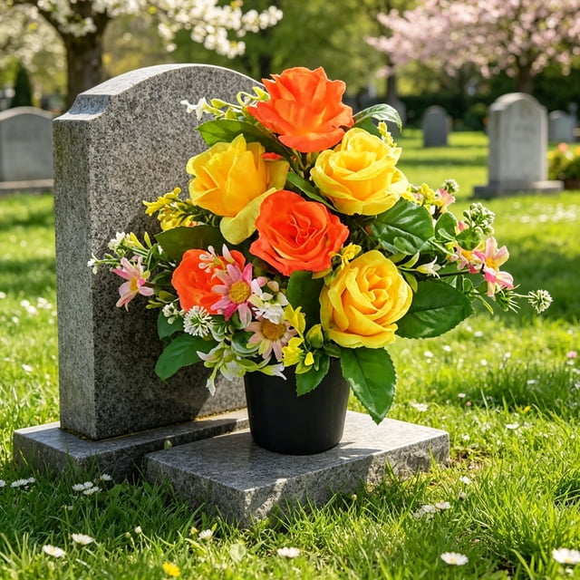 Cemetery Memorial Decoration Funeral Artificial Flowers Fake Potted Plants