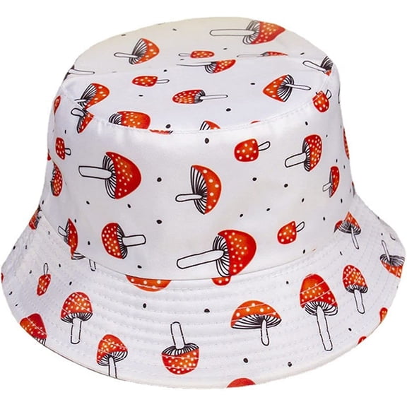 YOUI-GIFTS Bucket Hat Unisex Mushroom Summer Beach Sun Cap for Child Adult Cotton Packable Reversible Print Travel Headwear