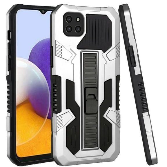 For Boost Mobile Celero 5G Hybrid Tough Rugged [Shockproof] Dual Layer Protective with Kickstand Military Grade Hard PC   TPU Cover ,Xpm Phone Case [Silver]