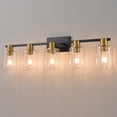 thumbnail image 3 of Deyidn 5-Light Black Gold Dimmable Vanity Light with Frosted Clear Glass Shade, 3 of 10