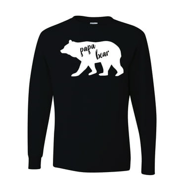 Papa Bear Father Husband Mens Long Sleeves, Black, Small