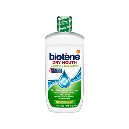 Biotene Dry Mouth Gentle Oral Rinse Mouthwash, Alcohol-Free, Gentle Mint, 16 fl oz