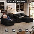 thumbnail image 5 of Wiilayok 130" Oversized U Shaped Chenille Sectional Sofa with Pet House Console, Deep Seat Couch with High Back, Wide Armrests, High Resilience Foam, Storage, Cup Holders for Living Room, Black, 5 of 9