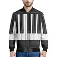 thumbnail image 3 of Nueva moda primavera otoño ropa de diseñador para hombre cuello alto patrón de piano estampado en blanco y negro chaquetas de hombre chaqueta de vuelo, 3 of 4