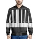 thumbnail image 3 of Nueva moda primavera otoño ropa de diseñador para hombre cuello alto patrón de piano estampado en blanco y negro chaquetas de hombre chaqueta de vuelo, 3 of 4