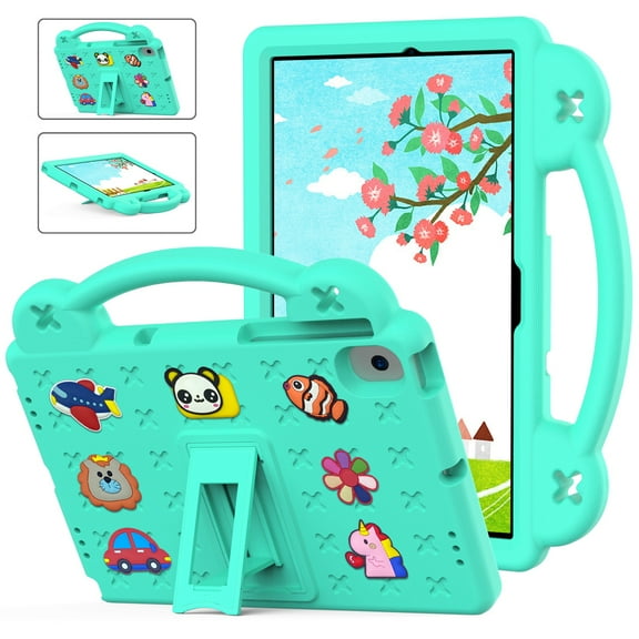 ELEHOLD for Lenovo Tab M10 Plus 3rd Gen 10.6" Kids Case, Cute Cartoon EVA Kids-Friendly Handle Grip Kickstand Shockproof Rugged Protective Case for Lenovo Tab M10 Plus 3rd Gen 10.6 inch 2022,Mintgreen
