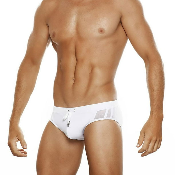Australsk person marxisme farvestof MIZOK Mens Briefs Swimsuit Sexy Low Rise Bikini Swimming Trunks Pure White  M - Walmart.com