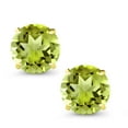 thumbnail image 2 of Gem Stone King 10K Yellow Gold Green Peridot Stud Earrings for Women Men (2.90 Cttw, Gemstone August Birthstone, Round 7MM), 2 of 5