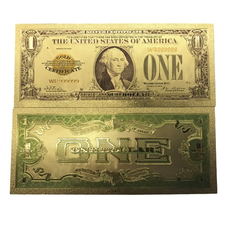 Premium Replica 1 Dollar Paper Money Bill 24k Gold Plated Fake Currency Banknote Art Commemorative Collectible Holiday (Best Paper For Fake Money)