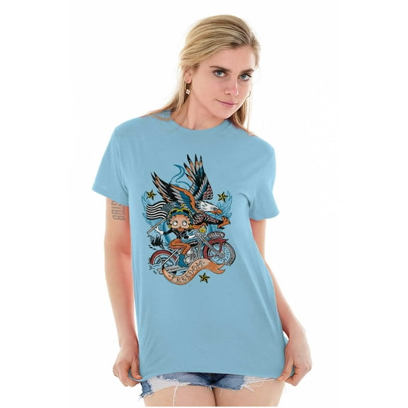 Betty Boop Biker American Eagle Women's Graphic T Shirt Tees Brisco Brands 2X