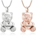 thumbnail image 3 of Teddy Bear Cremation Urn Nekclaces Ashes Jewelry for Men Women Heart Memorial Urn Keepsake Human Pets Ashes Urn Pendant Gift for Women Men, 3 of 7