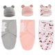 thumbnail image 2 of Saco de dormir de algodón para recién nacido, manta envolvente para bebé, conjunto de gorro, saco de dormir ajustable para recién nacido, mantas de muselina de 0 a 6M, 2 uds., 2 of 4