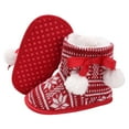 thumbnail image 2 of KaLI_Store Baby Girl Winter Boots Christmas Gift Fashion New Pattern Cute Bow Decoration Fall Winter Thickened Warm Comfortable Non Slip Walking Shoes for Boys Girls Red,12-18 Months, 2 of 7