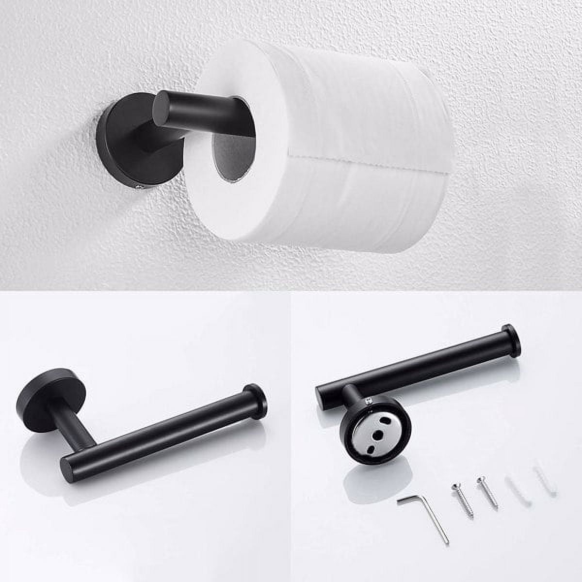 Matte Black Bathroom Hardware Set - 304 Stainless Steel Wall-Mounted Towel Bar, Toilet Paper Holder & Hook, Anti-Rust Organizer for Bathrooms
