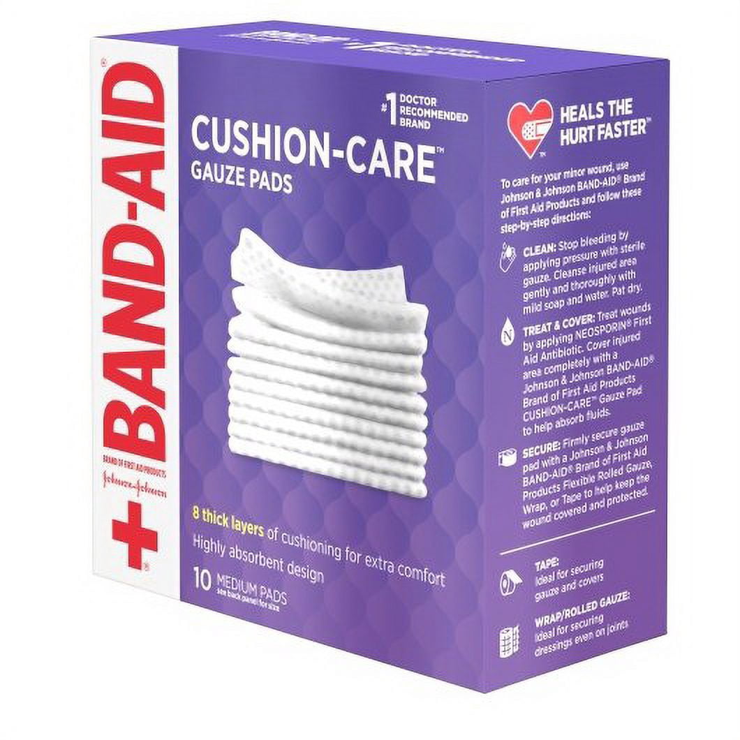 (Price/Pack)Johnson & Johnson Cushion Care Gauze Medium 8 Thick Layers Pad, 10 Count, 8 per case