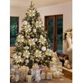 thumbnail image 3 of 9'' Poinsettias Artificial Christmas Flowers 8PCS Silk Christmas Floral Picks and Sprays Large White Gold Poinsettias Flowers with Clips for Xmas Tree Vase Arrangement Wreath Decor, 3 of 5