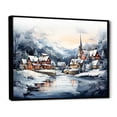thumbnail image 2 of Designart "Frosty Holiday Village Delight I" Landscapes Framed Wall Art - Traditional White Winter Landscape Hallway Framed Wall Art Decor, 2 of 6