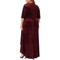 thumbnail image 3 of Vestido de Promoción de Talla Grande para Mujeres Agnes Orinda de Terciopelo con Cuello en V, Lentejuelas Brillantes, Manga Corta, Bajo Alto, Elegante, Corte A, Midi, 1X Burdeos, 3 of 5