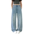 thumbnail image 5 of Guluxicc Girls Baggy Jeans Kids Denim Pants Straight Wide Leg Streetwear Girl Treandy Pants Elastic Waist 5-14 Years, 5 of 9