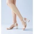 thumbnail image 4 of ELELax Women's Chunky Low Heels Sandals Ankle Strap 2.5'' Heels Wedding Shoes Comfortable Casual Party Event Summer Shoes White PU, 4 of 7