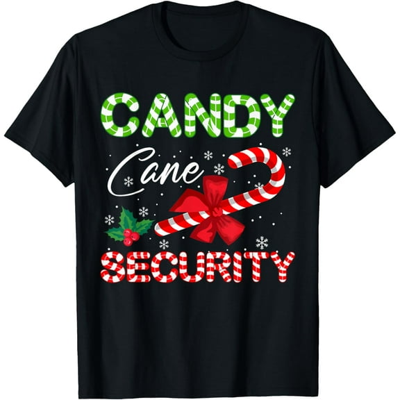 Candy Cane Security Funny Christmas Coquette Bow Candy Cane T-Shirt Shirts