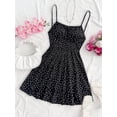 thumbnail image 6 of Black And White Polka Dot Spaghetti Strap A-Line Mini Dress For Women, 6 of 7